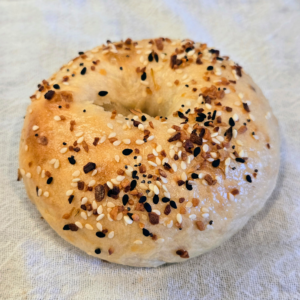 Everything Bagel - cold fermented, seasoning through bagel.